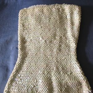 Vintage WHITE Sequin Strapless BodyCon Mini Dress XXS